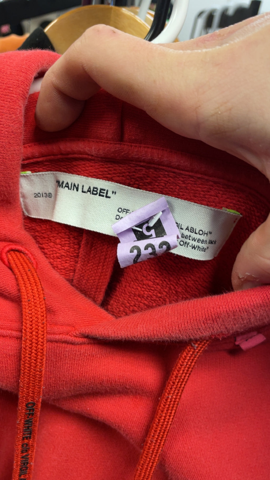 Off-White Red “Main Label” Hoodie (2013)