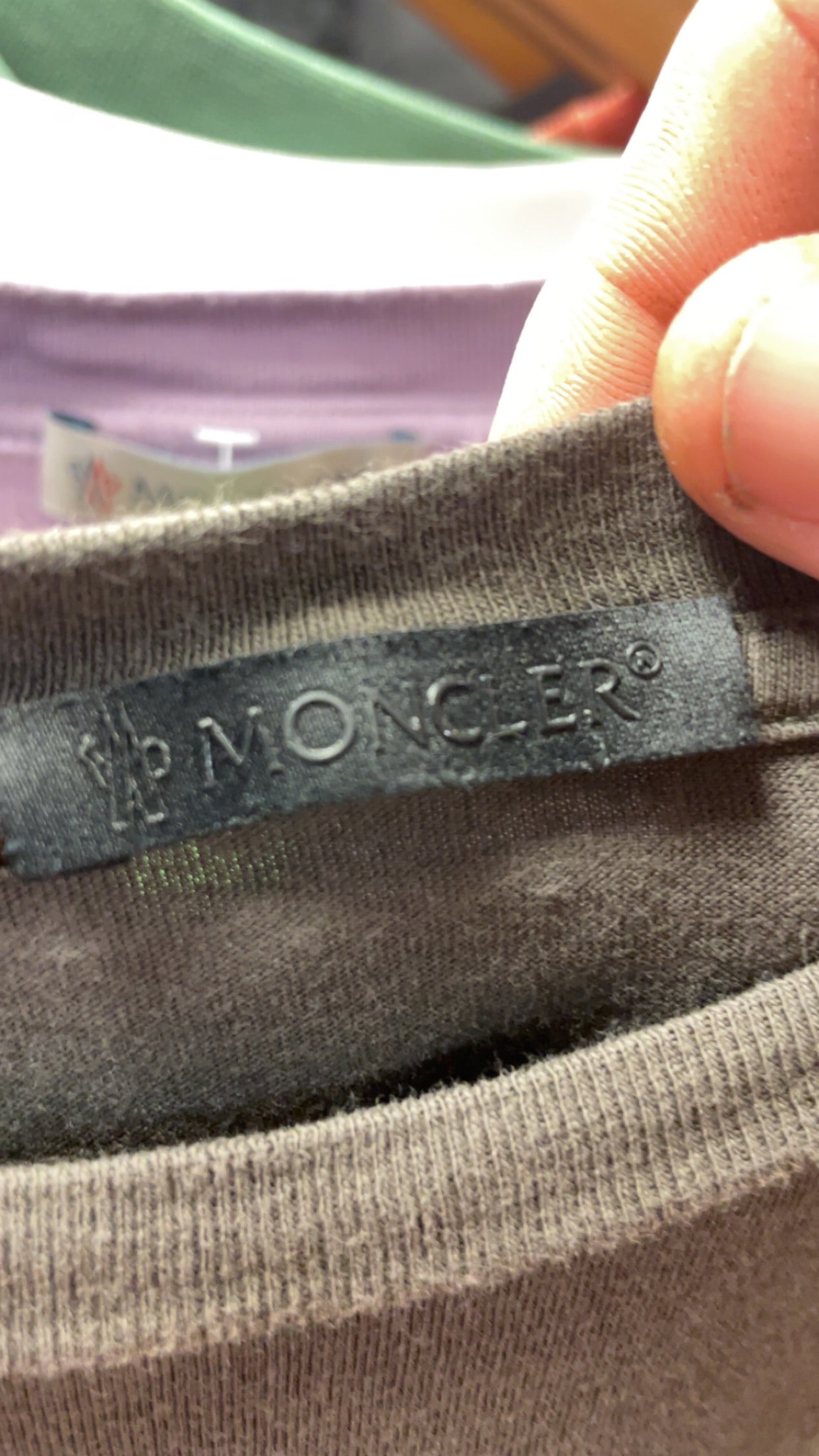 Moncler Embossed Logo Charcoal Tee