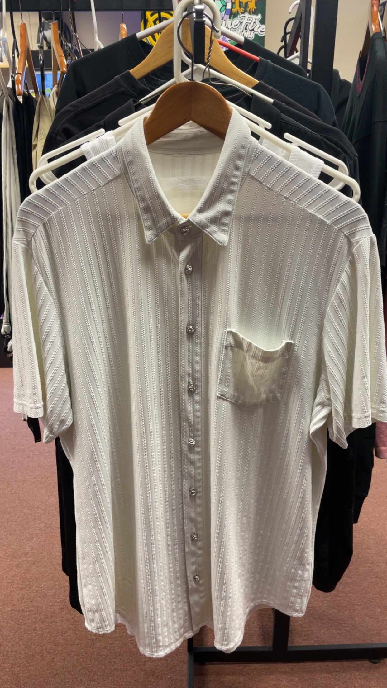 Chrome Hearts White Textured Button-Up