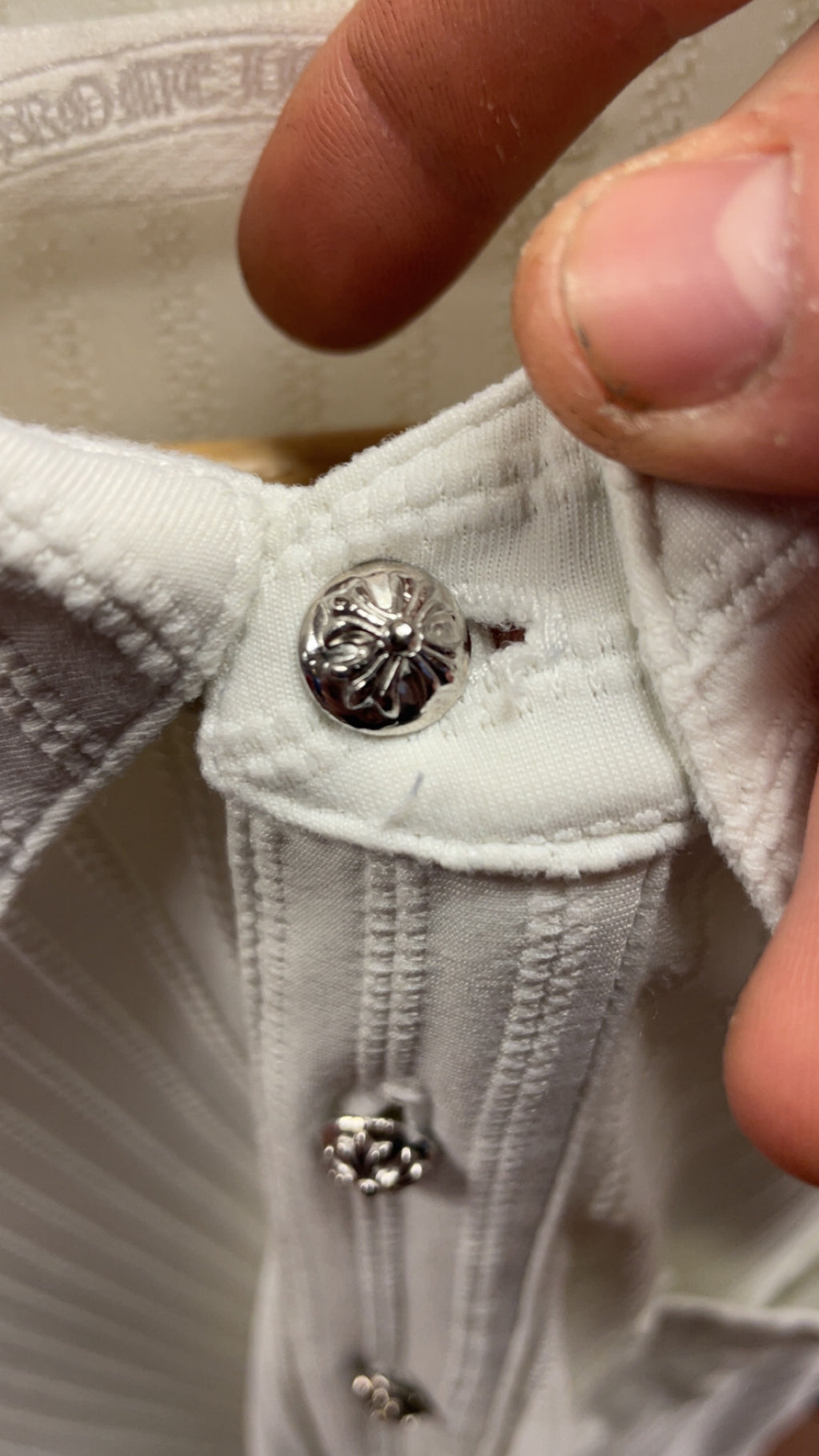 Chrome Hearts White Textured Button-Up